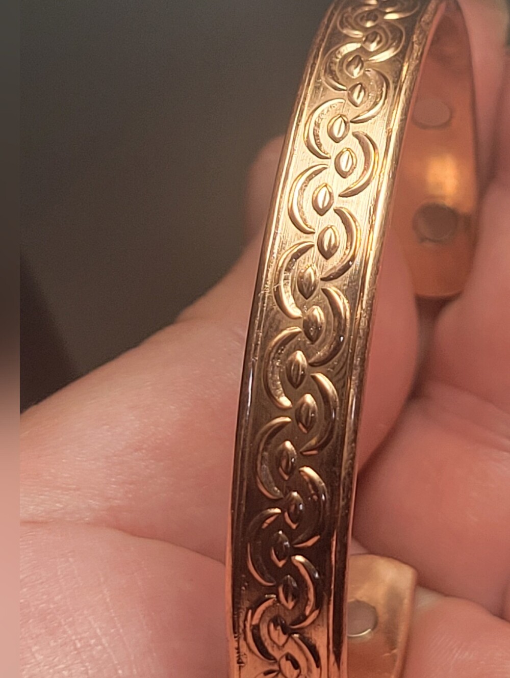 Pure Copper Magnetic Adjustable Handmade Vintage Bangle Bracelet Unisex Jewelry